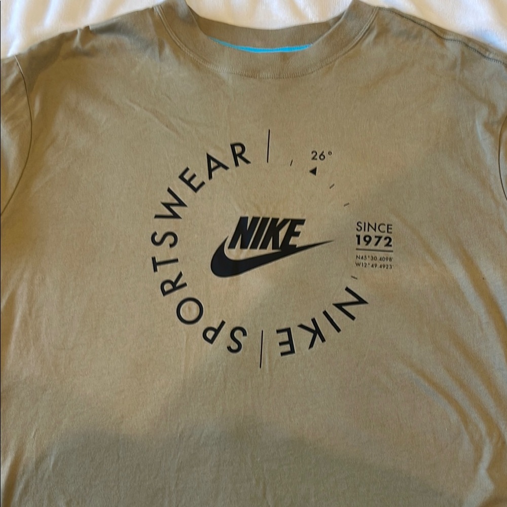 Nike Tan Sportswear Tee with Black Logo